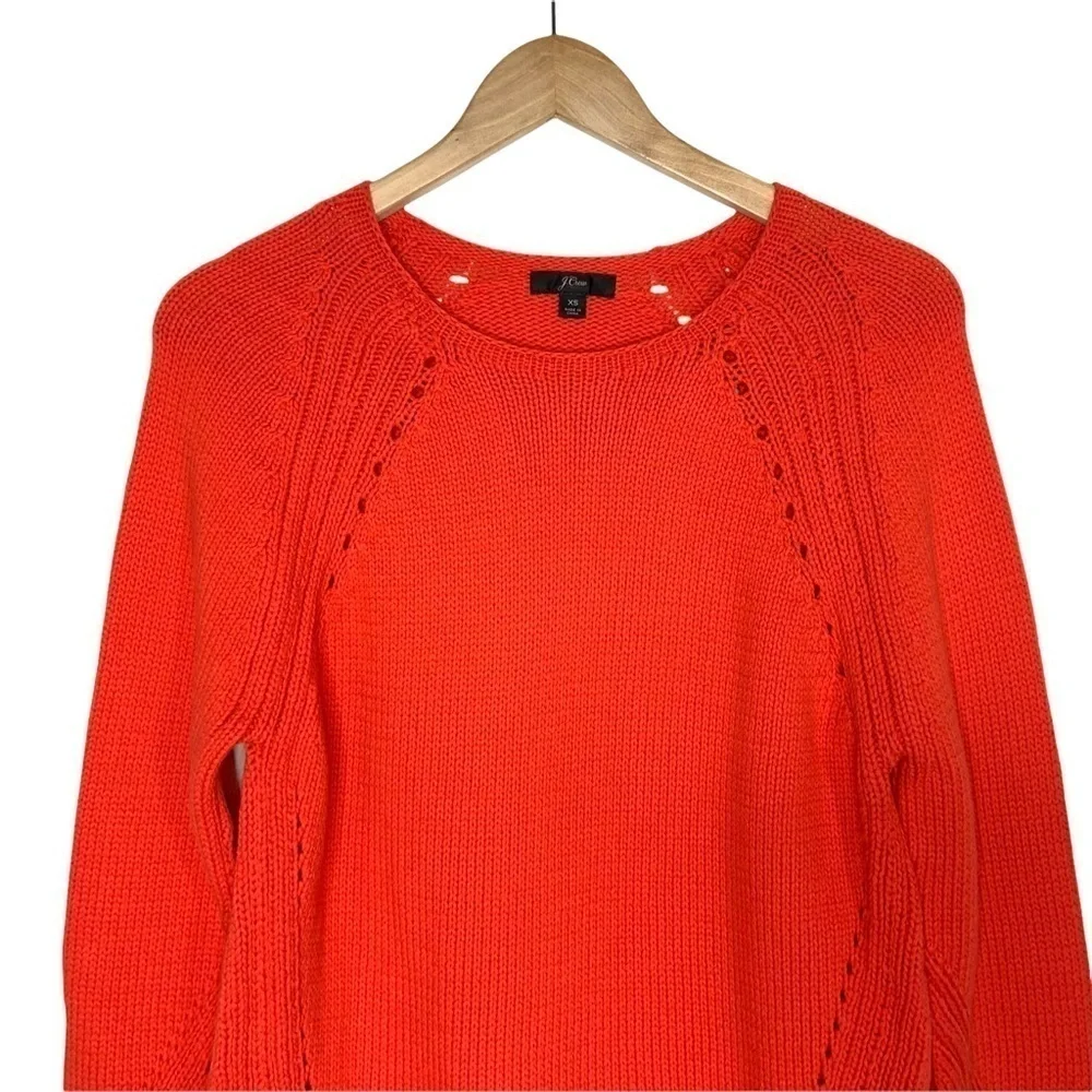 J Crew Womens Cotton Pullover Sweater Sz XS Pointelle Stitching J6381